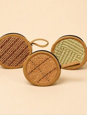 Handwoven Rattan Coin Purse - Round